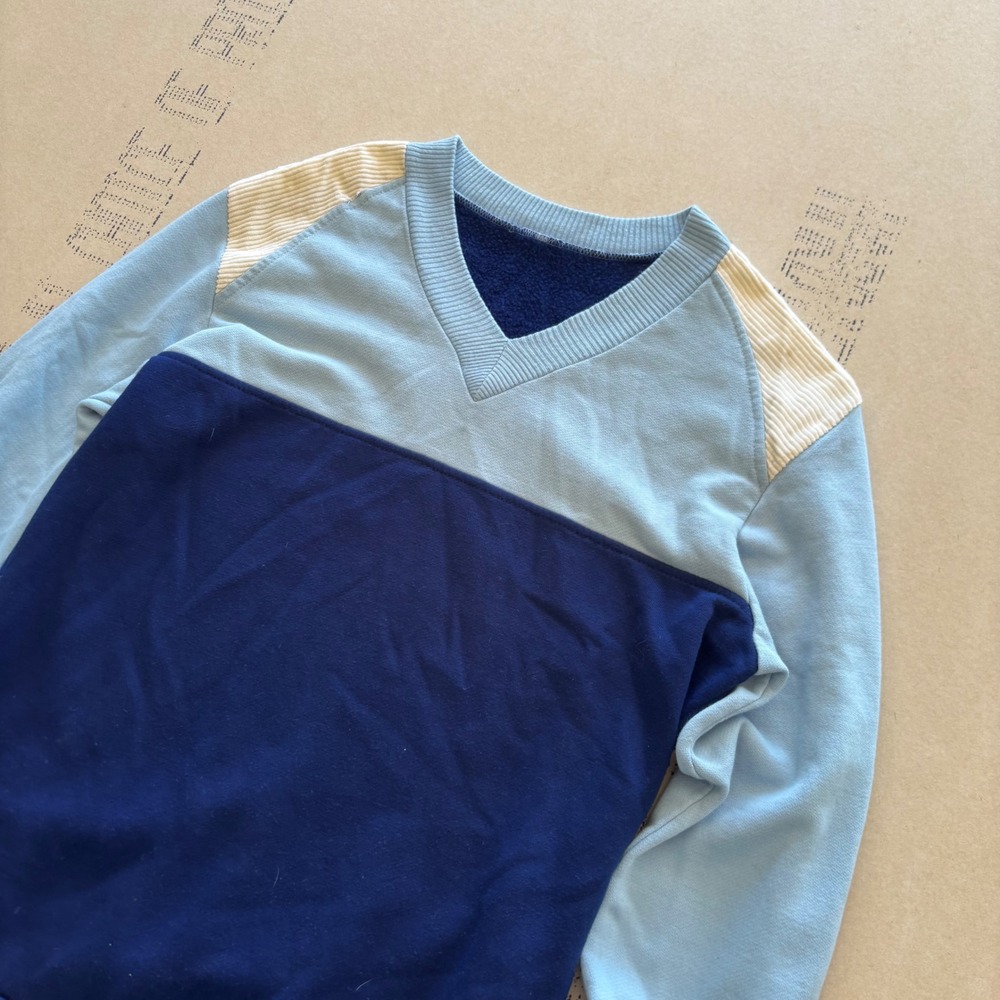 Vintage 70s‎ Color block V-Neck Sweatshirt
